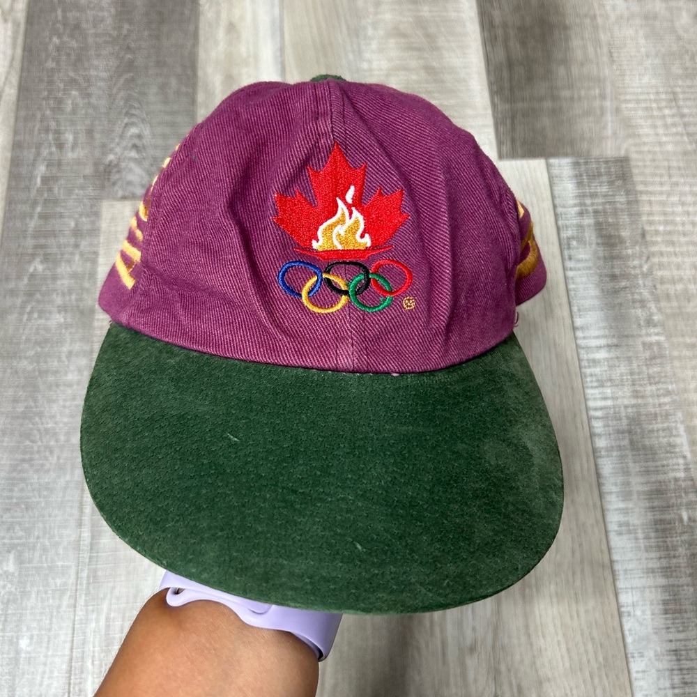 VINTAGE Olympics Hat 1996 Atlanta Suede Canada Torch